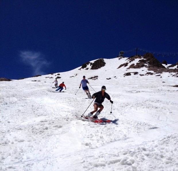 1970s short shorts ski train