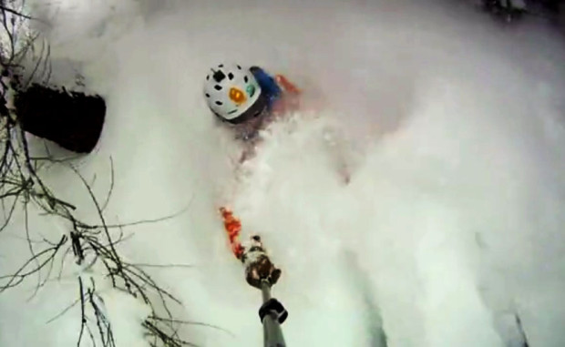 Trevor Thompson in deep in Chamonix