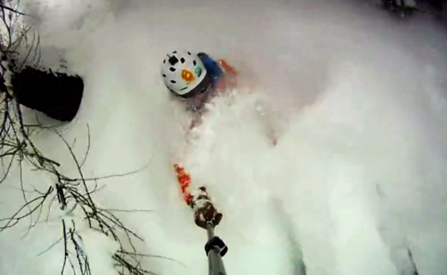Trevor Thompson in deep in Chamonix
