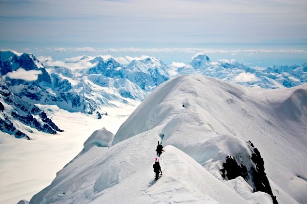 Aaron Diamond and Jordan White on Foraker's Sultana Ridge climb. photo: Anton Sponar