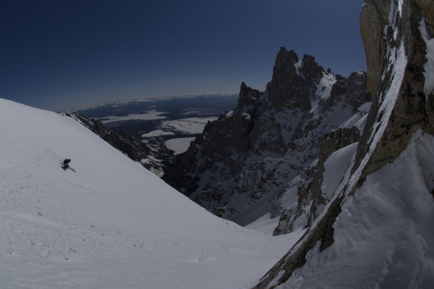 Photo: Brandon GustSilas shredding with Teewinot looming large in the background.
