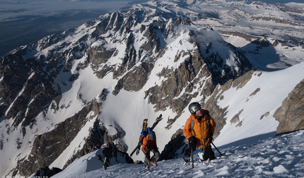 Sasha Johnstone on the Grand Teton on May 25th. photo: David Gonzales