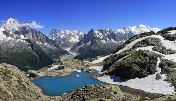 The Mont Blanc Massif from Lake Blanc.