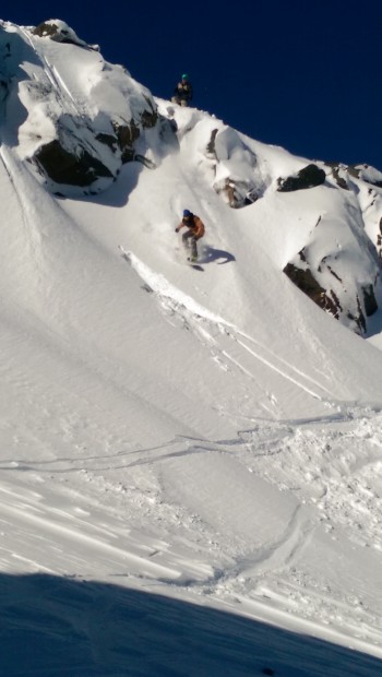 Xavier with a nice drop into a soft, wind blown landing