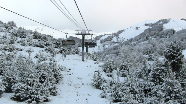 Just enough snow to ski to the base today!