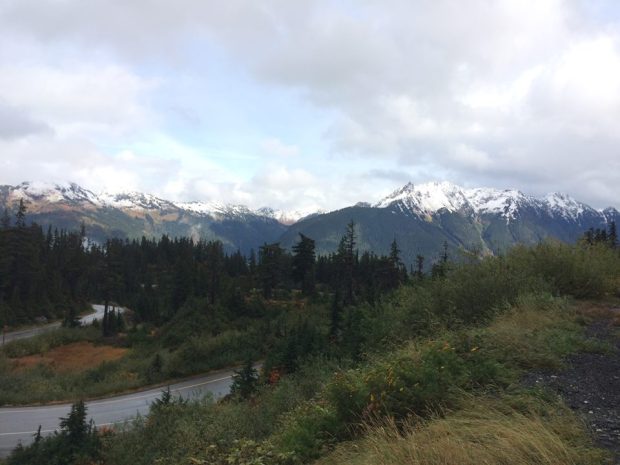 Fresh snow on the mountains around Mt. Baker ski area.  photo:  mt. baker