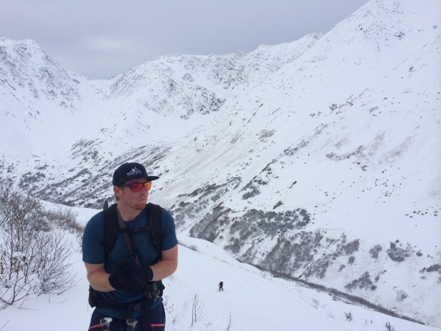 Looking down the traverse and into huge terrain trap