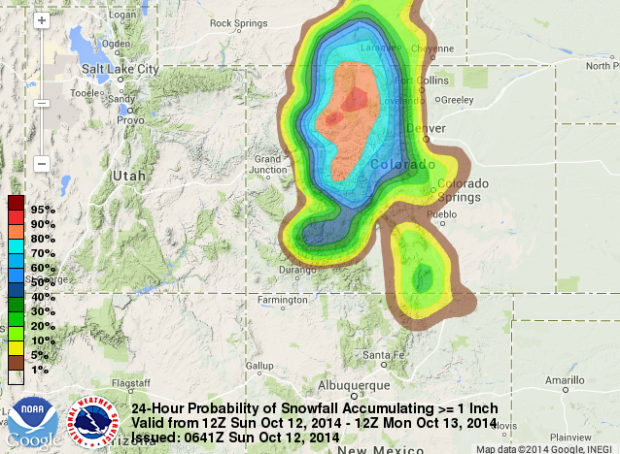 Snowfall Forecast for Colorado today.