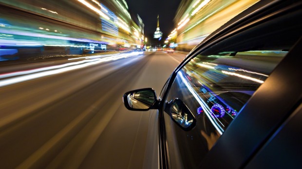 Speeding in a car as ski season approaches...