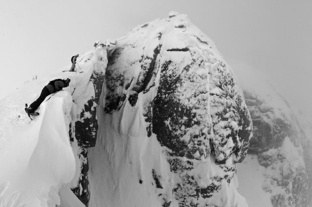 Jamie Pierre lining up a big huck in Jackson Hole, WY.  photo:  Oskar Enander
