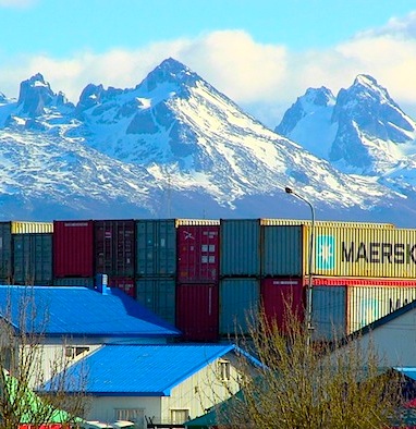 Chilean Peaks from Ushuaia, Argentina.