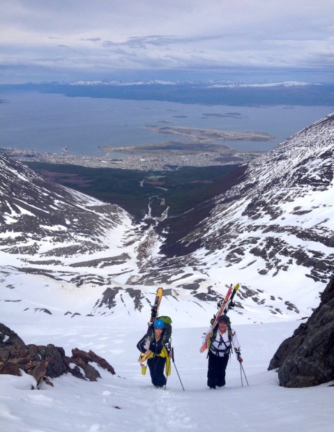 Happy clients up high above Ushuaia and the Beagle Channel.