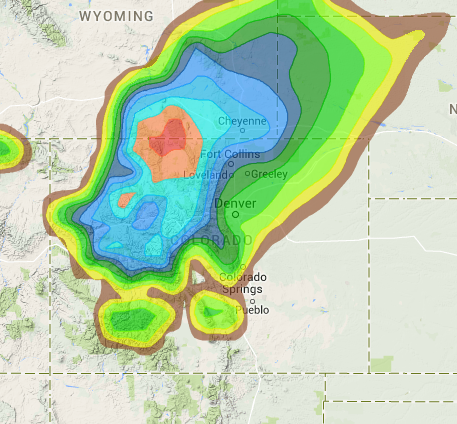 24 hour snowfall forecast for today showing CO getting it.