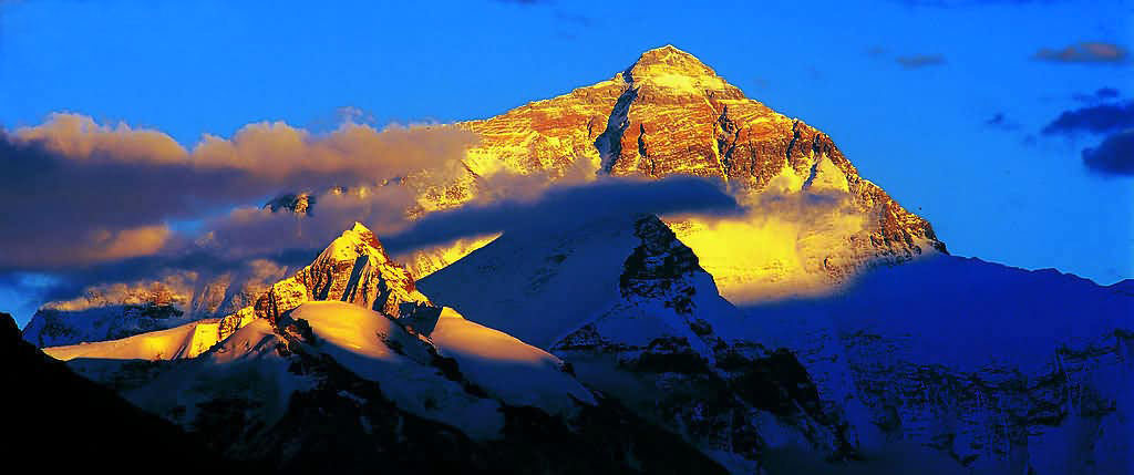 mt. everest in golden sunlight