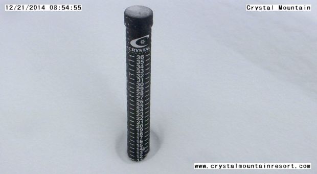 Crystal snow stake yesterday morning.
