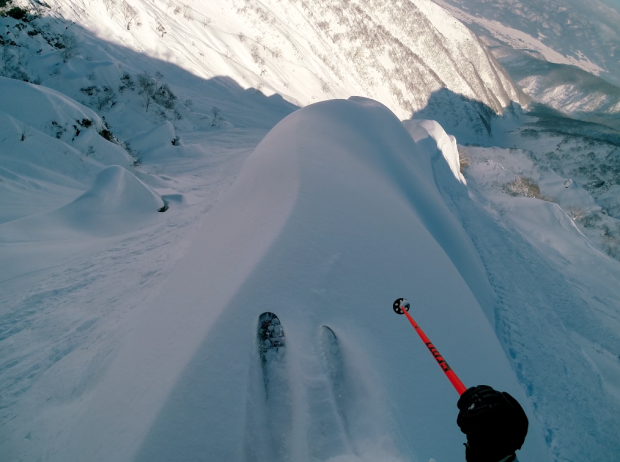 Scary spine skiing in Japan this January. photo: snowbrains