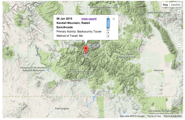 Map of avalanche location.  image:  caic