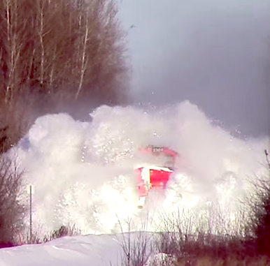 train in deep snow