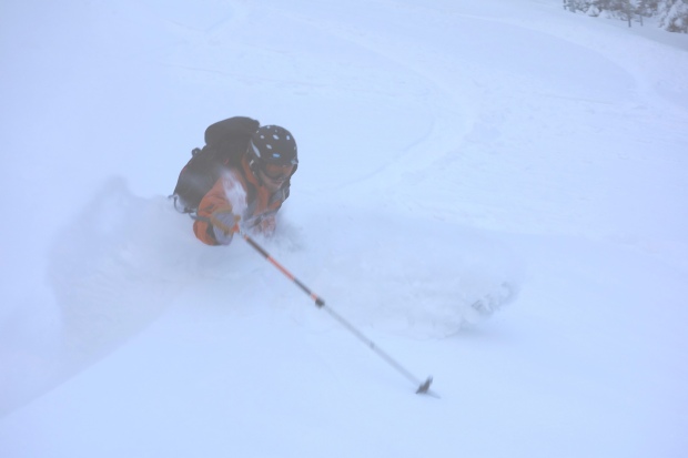 Untracked deepness on Upper F.I.S. [Skier: Ryan Darlow, Photo: Hugh Johnson]