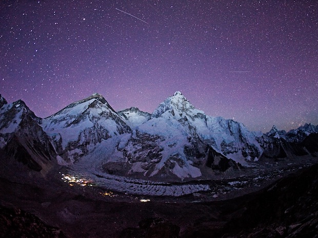 The Everest massif from Camp I on Pumori, 5900 meters, Khumu Himal.