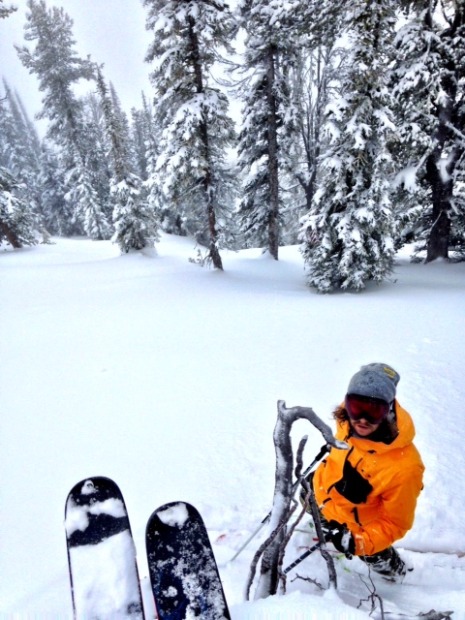 Lane Clark and Drew Wittstock line up fresh tracks in Beef Dip