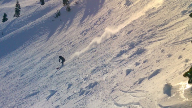 Chalky snow in Wolverine Bowl