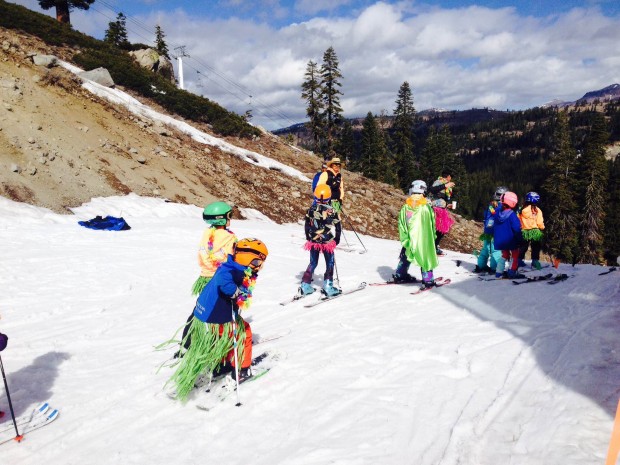 Costumed kids getting ready to race.