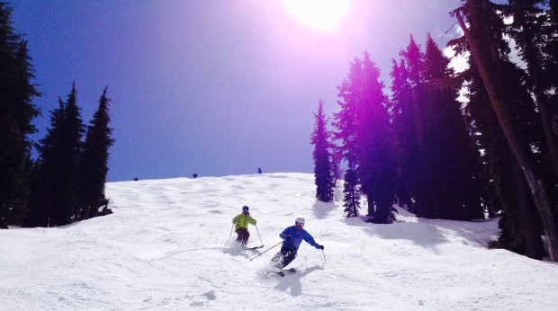 The boys tearing up the moguls on Lincoln today.