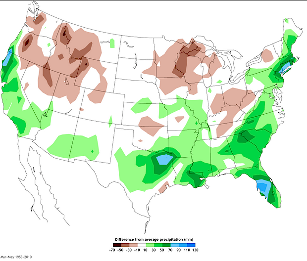 Historical March - May El Nino Precipitation patterns.