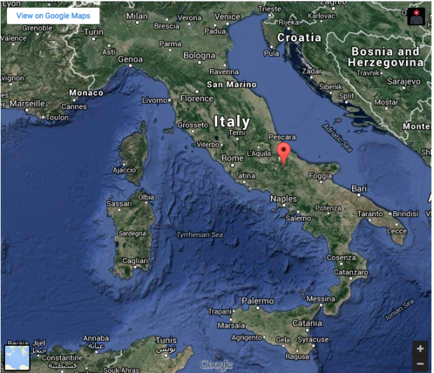 Map showing the location of Capracotta, Italy.