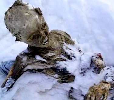 Newly discovered mummified climber on El Pico de Orizaba, Mexico. photo: reuters