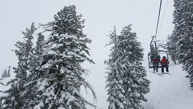 Nice to finally see some snow in the trees at Squaw