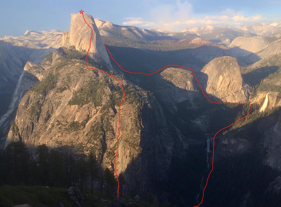 Dean Potter's path for the record. image: dean potter's facebook