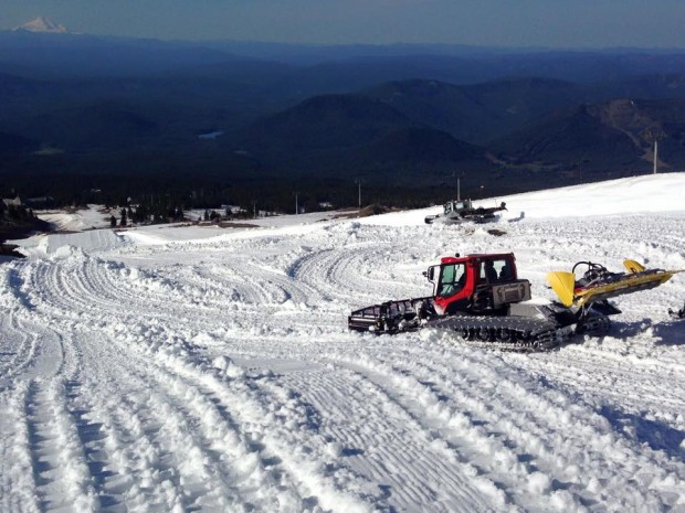Timberline, OR building a new terrain park yesterday.