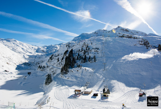 The Pas du Lac area at Avoriaz during winter.  Note the damn on the left.  It would take a lot of water to fill this basin...