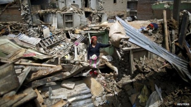 Many more buildings came down today in the 7.3 earthquake in Nepal.  photo:  rueters