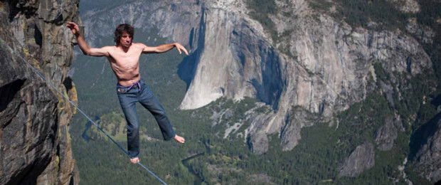 Dean high lining in Yosemite.