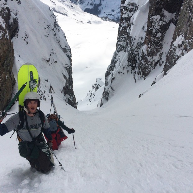 Gravy_j and Papadoh enjoying the bootpack and scenic Dolomite-esque walls