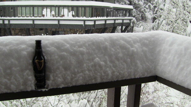 A beer bottle's worth in town this morning as of 6:30am.