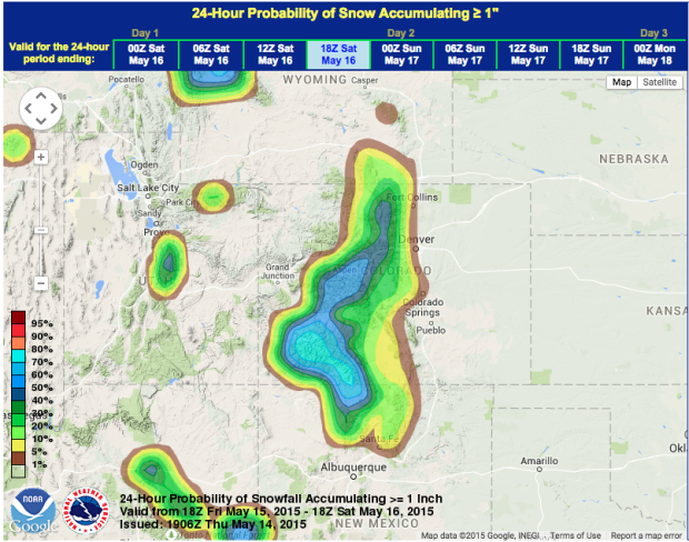 Colorado snowfall forecast this weekend.