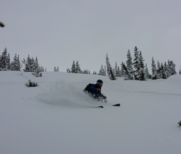 Arapahoe Basin, CO yesterday.  Full on 14" powder day.  photo:  aaron rice/snowbrains