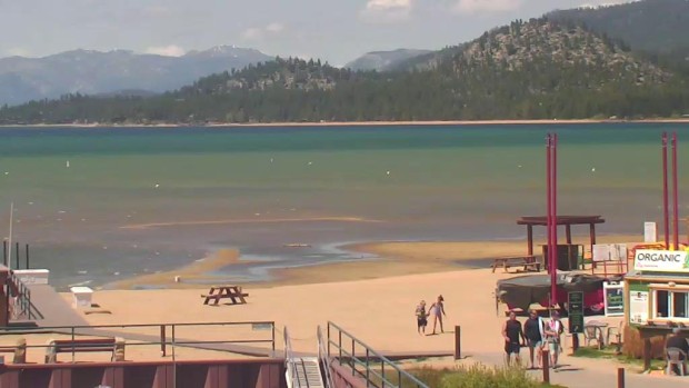 Lake Tahoe right next to the Truckee River outlet today.