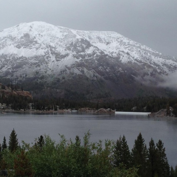 Tioga Pass, CA snow today.  photo:  caltrans