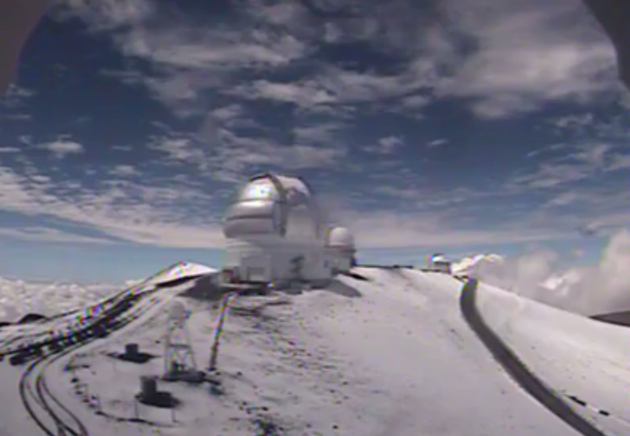Snow on 13,800 Mauna Kea in Hawaii yesterday.