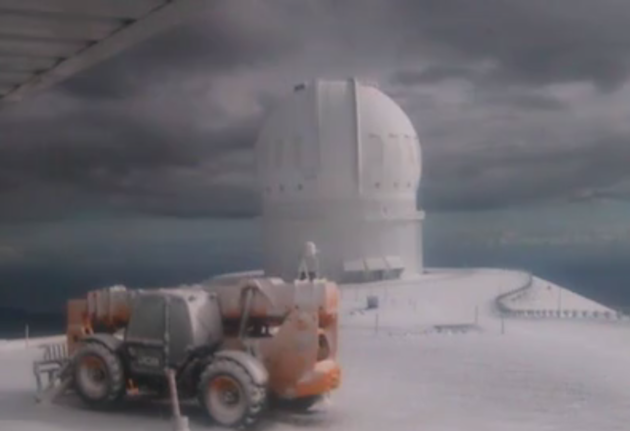 Snow on 13,800 Mauna Kea in Hawaii yesterday.