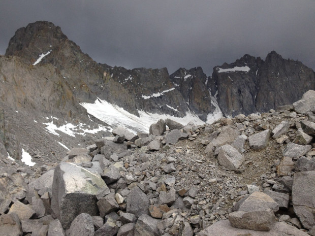 Palisades in rolling thunderclouds.