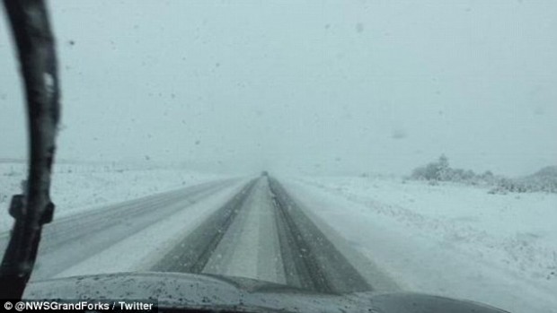 A snow covered road near Calgary, Canada on Aug. 21st, 2015.