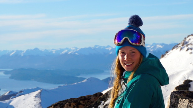 Liza approves of the blue skies yesterday in the backcountry.