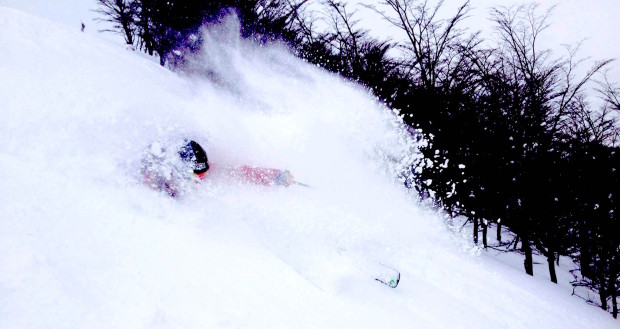 TJ David getting deep at treeline today at Catedral.