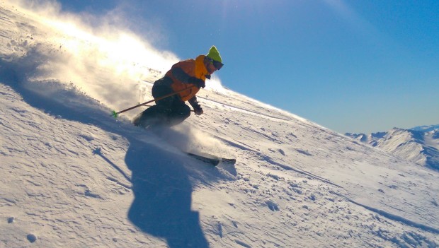 Felix milking some turns down from the summit